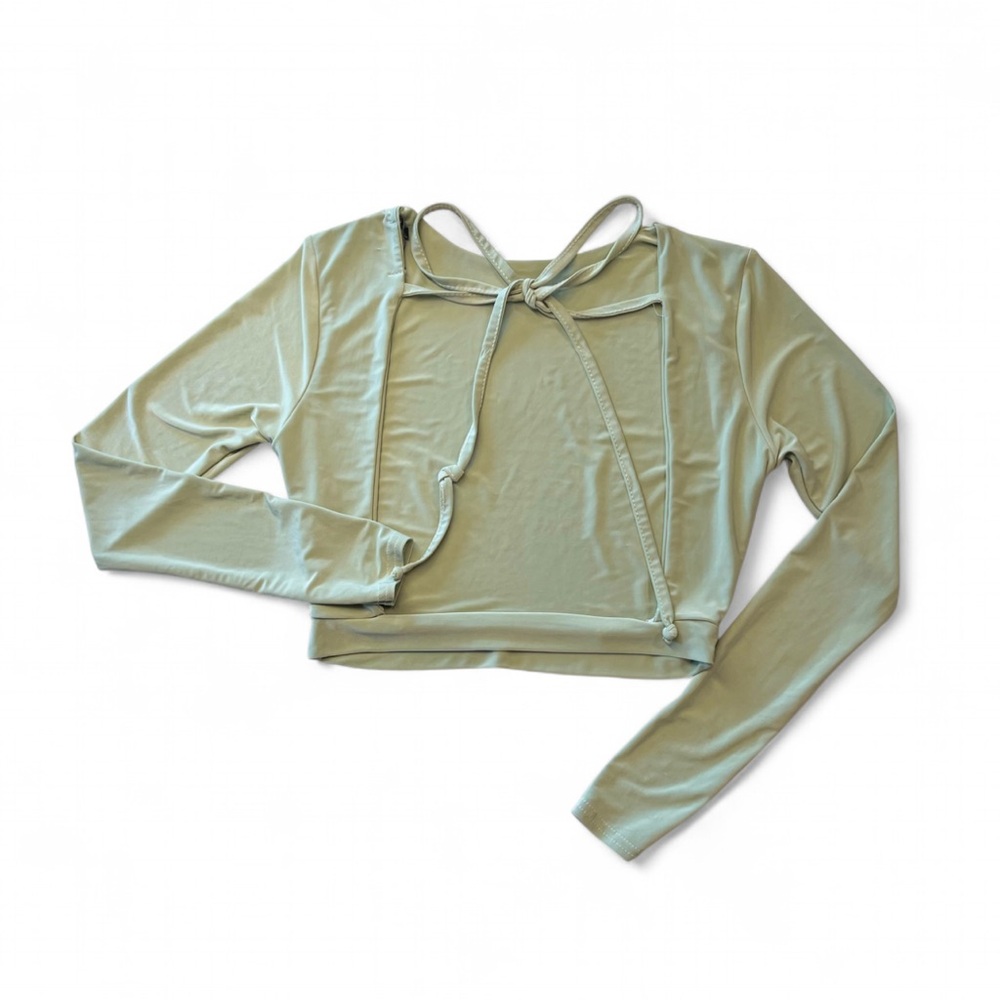 Backless Sage Green Crop Top - Picture 1 of 3